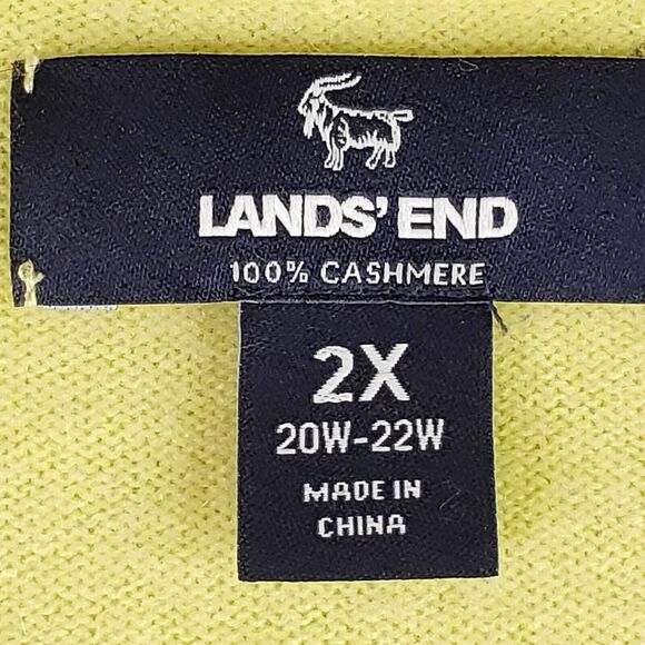 Lands End Sweater Women’s Plus Size 2X 100% Cashmere Pullover Yellow V Neck - Picture 4 of 9